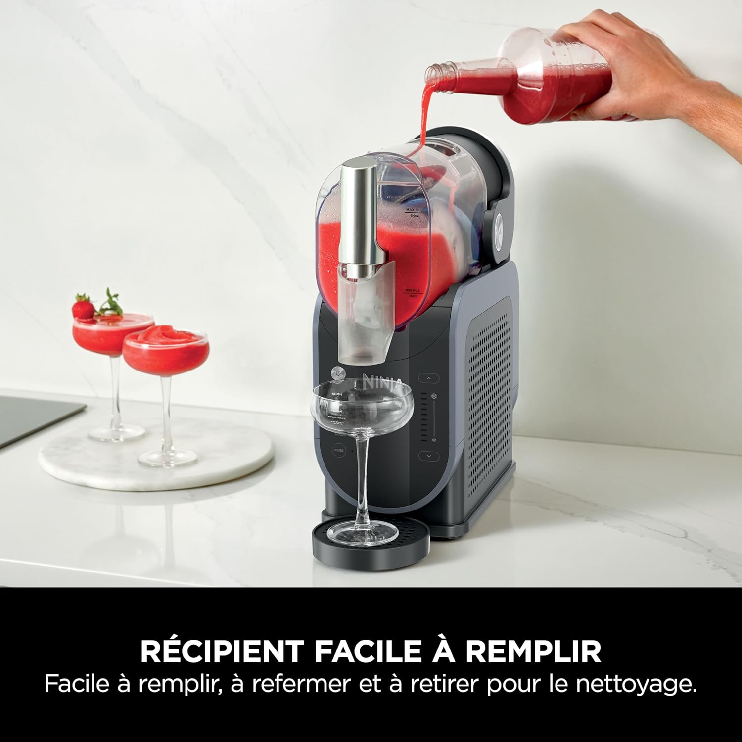 Machine à boissons glacées pour smoothies, cocktails, frappuccinos, milkshakes et jus glacés Aucune glace ni préparation requise Capacité de 1,9 litre