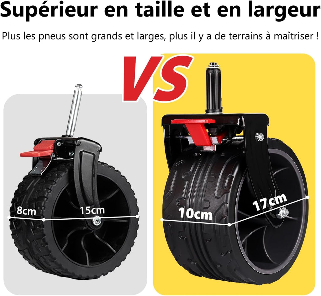 Sekey XXXL opvouwbare transporttrolley met remmen 300L 200 kg, strand- en tuintrolley met extra grote wielen 17 x 10 cm, gepatenteerd opvouwbaar in vier richtingen SE4013, diepzwart 