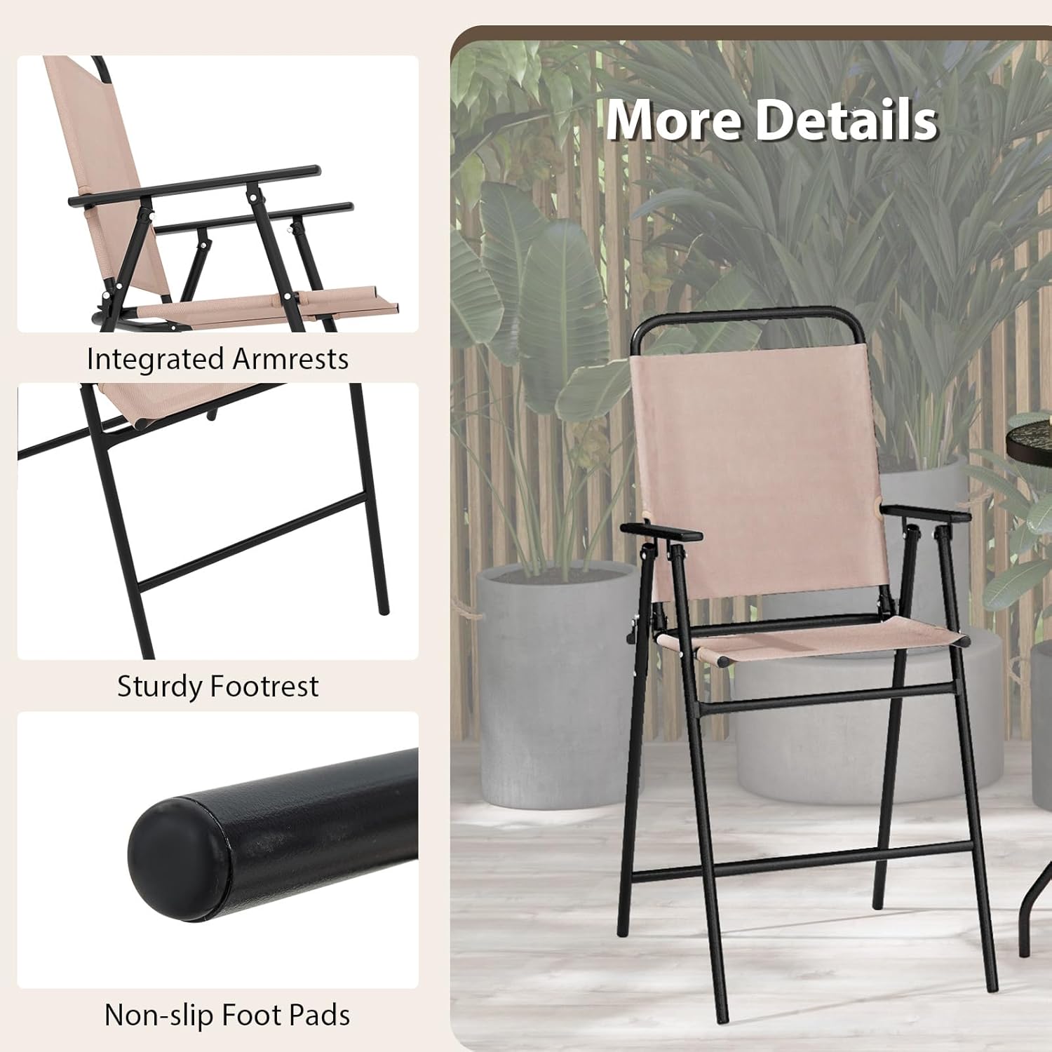 Ensemble bistrot KOMFOTTEU, salon de jardin avec parasol, table avec trou pour parasol, 2 chaises pliantes, ensemble table et chaises de patio, mobilier d'extérieur pour balcon