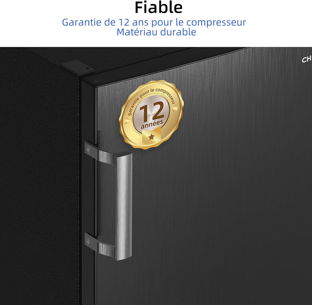 CHiQ Congélateur d'une capacité de 145 L, Congélation rapide, Thermostat réglable Silencieux Porte réversible, Noir, Classe énergétique E