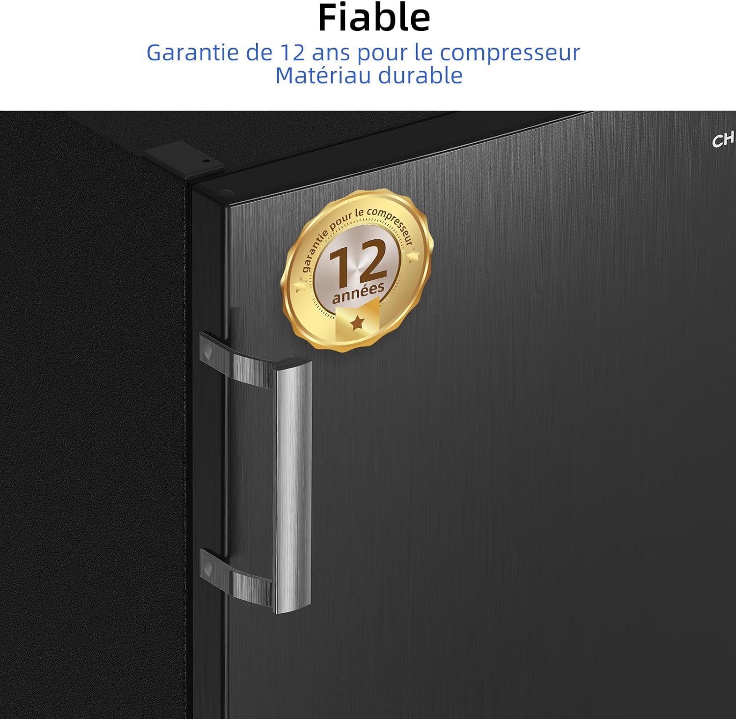CHiQ Congélateur d'une capacité de 145 L, Congélation rapide, Thermostat réglable Silencieux Porte réversible, Noir, Classe énergétique E