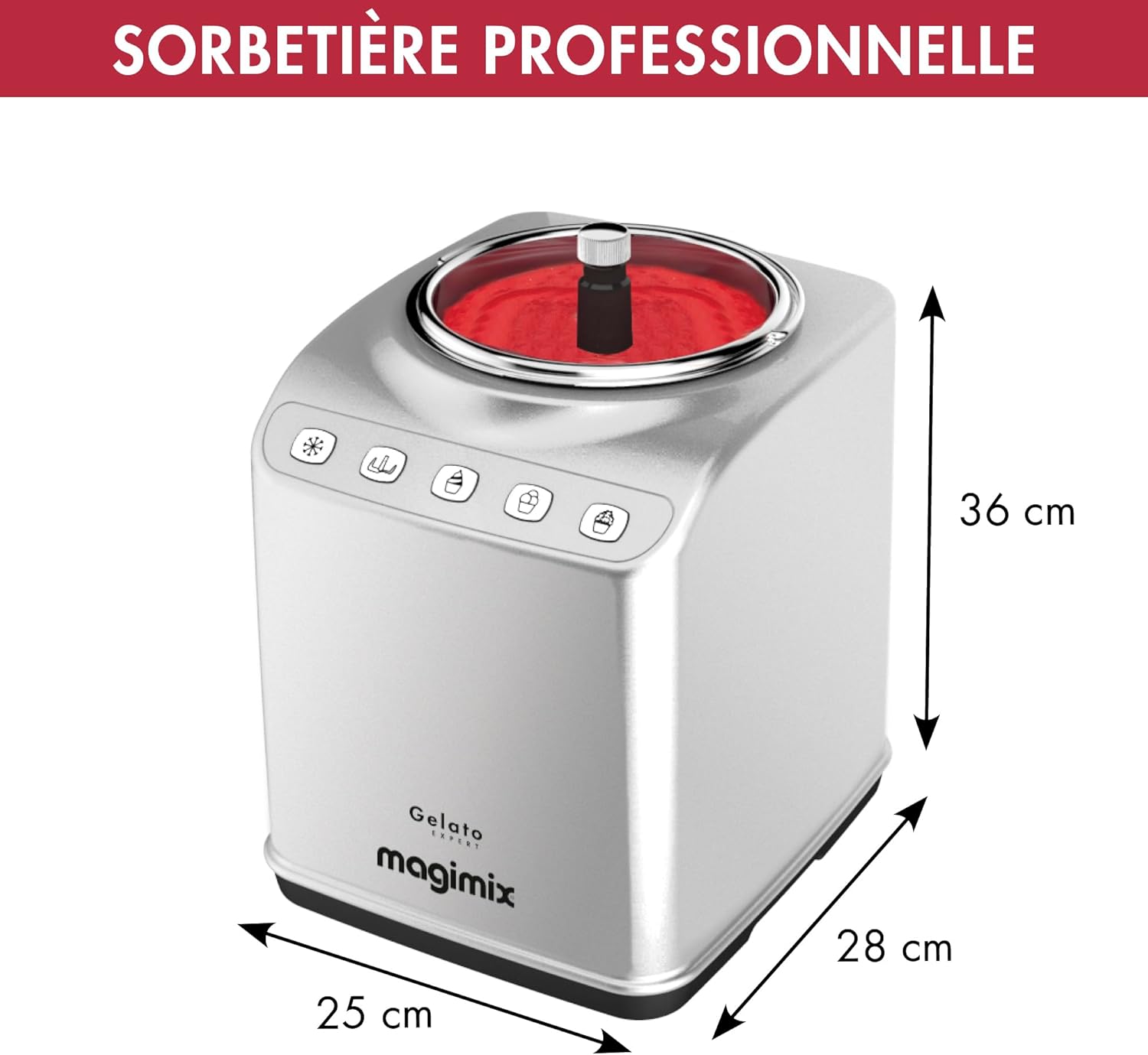 Sorbetière MAGIMIX 11680 Gelato Expert, Machine à glaçons professionnelle, Turbine à glace, Machine à glaçons italienne, Glace artisanale, Granit