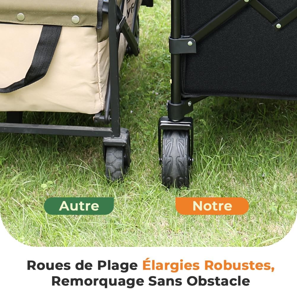 SLIDBEAT Chariot de transport pliable tout terrain pour plages et shopping