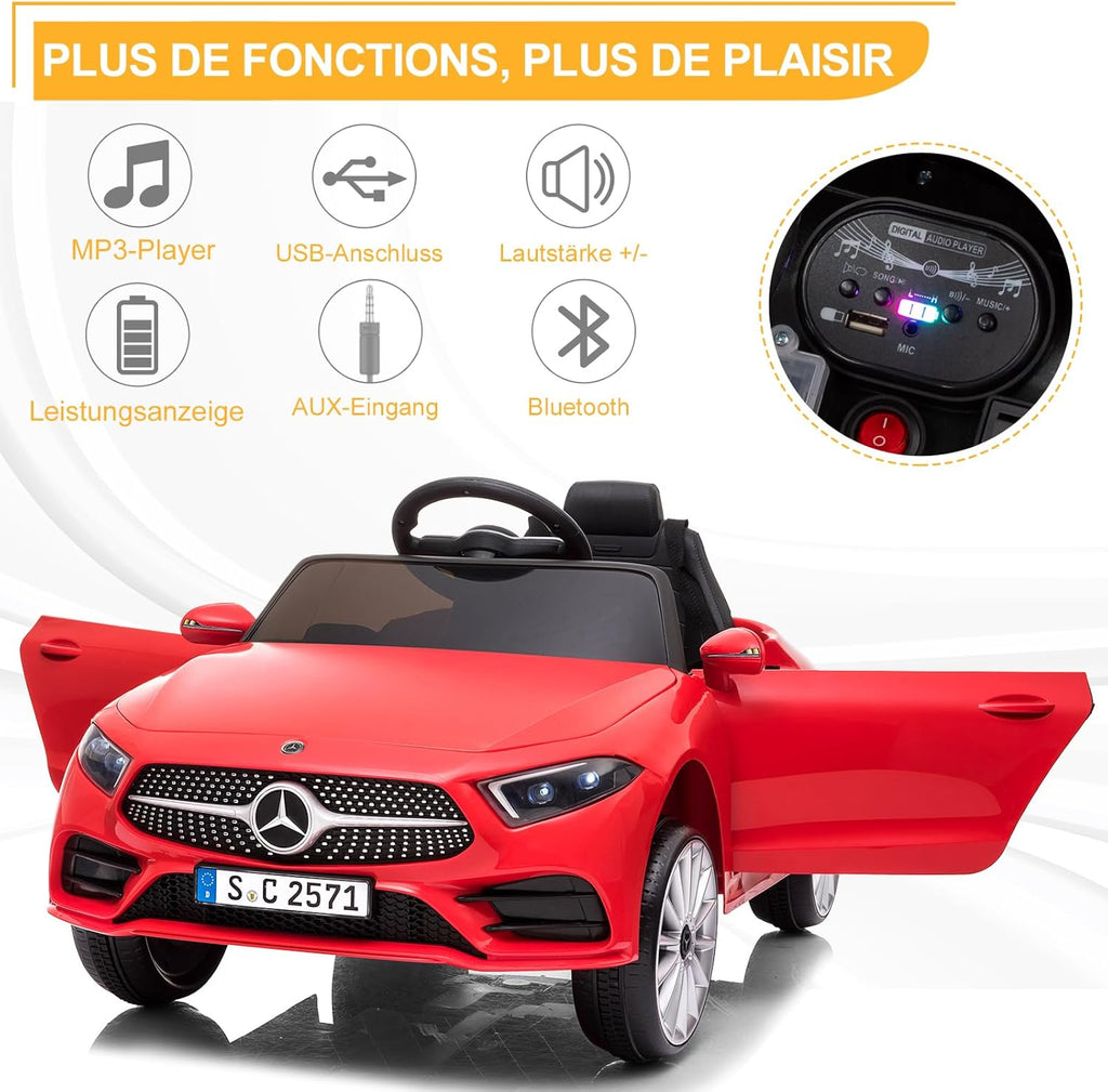 LALAHO Voitures électriques pour Enfants Mercedes Benz AMG avec Télécommande 2.4G, Véhicule électrique Enfant 2 Portes avec MP3 (Blanc)