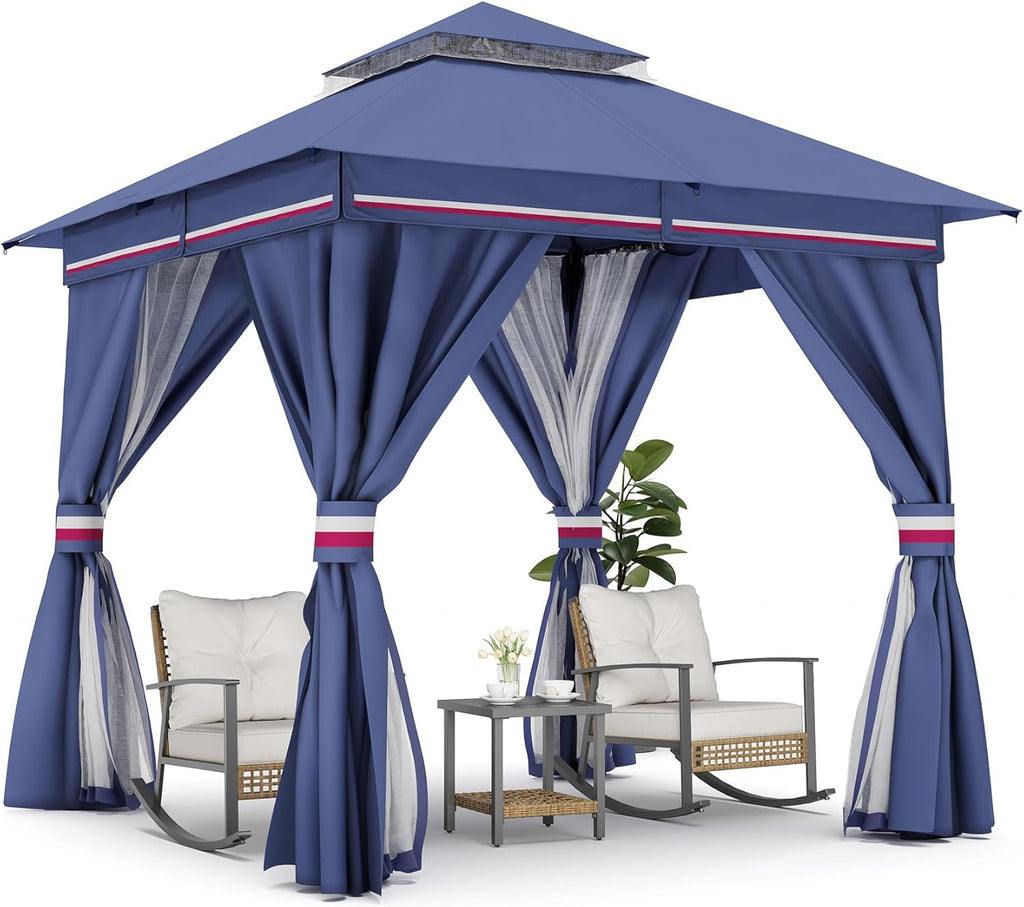 Tente pavillon d'extérieur améliorée à double toit, auvent imperméable UV50+ avec filet et crochets