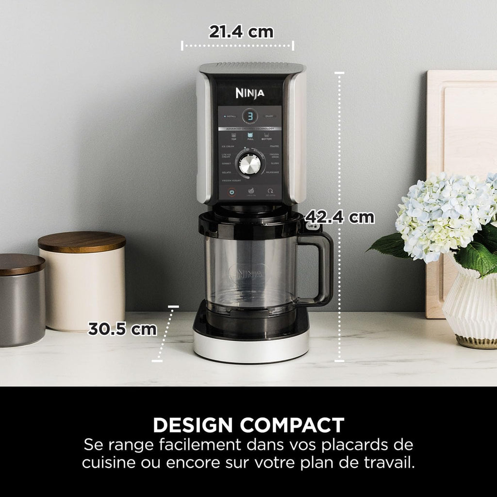 Sorbetière Ninja CREAMi 7 programmes pour glaces sorbets smoothies et milkshakes, noir/argent 1,4 L