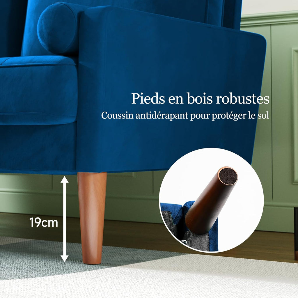 Vesgantti Kleine Grijze 2-zitsbank, Fluweelbank 121 cm met verende kussens, Mini-slaapkamerbank met armleuningen, Moderne woonkamerbank, Vaste 2-zitsbank, Grijze bank 