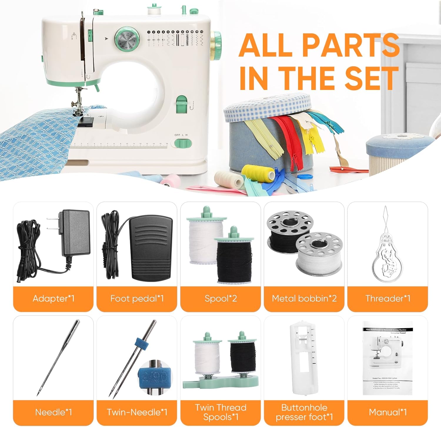 Mini machine à coudre domestique à deux vitesses