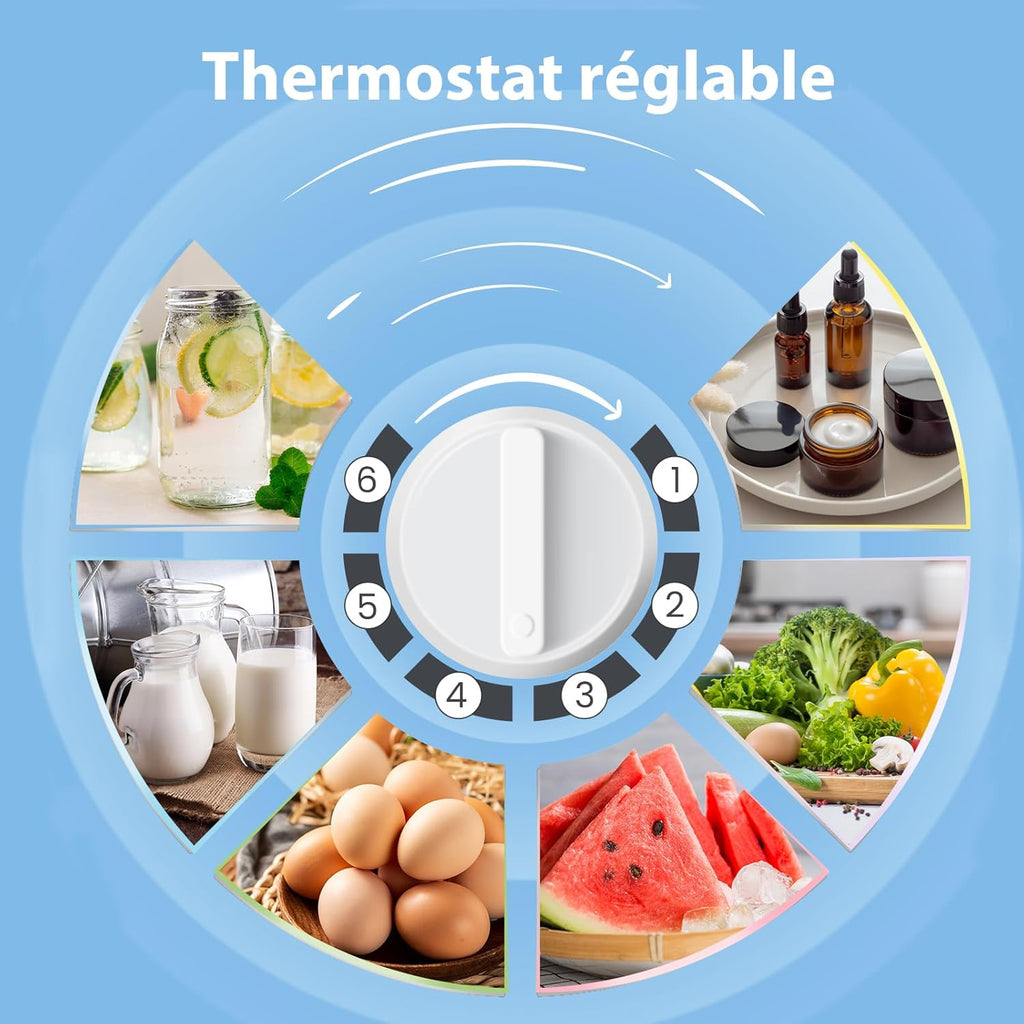 Comfee' RCD50WH2(E) Mini Réfrigérateur/Glacière 43L avec Compartiment Congélateur/Petit Réfrigérateur pour Chambre et Bureau/Refroidissement Rapide dans le Refroidisseur/Contrôle de Température/Blanc