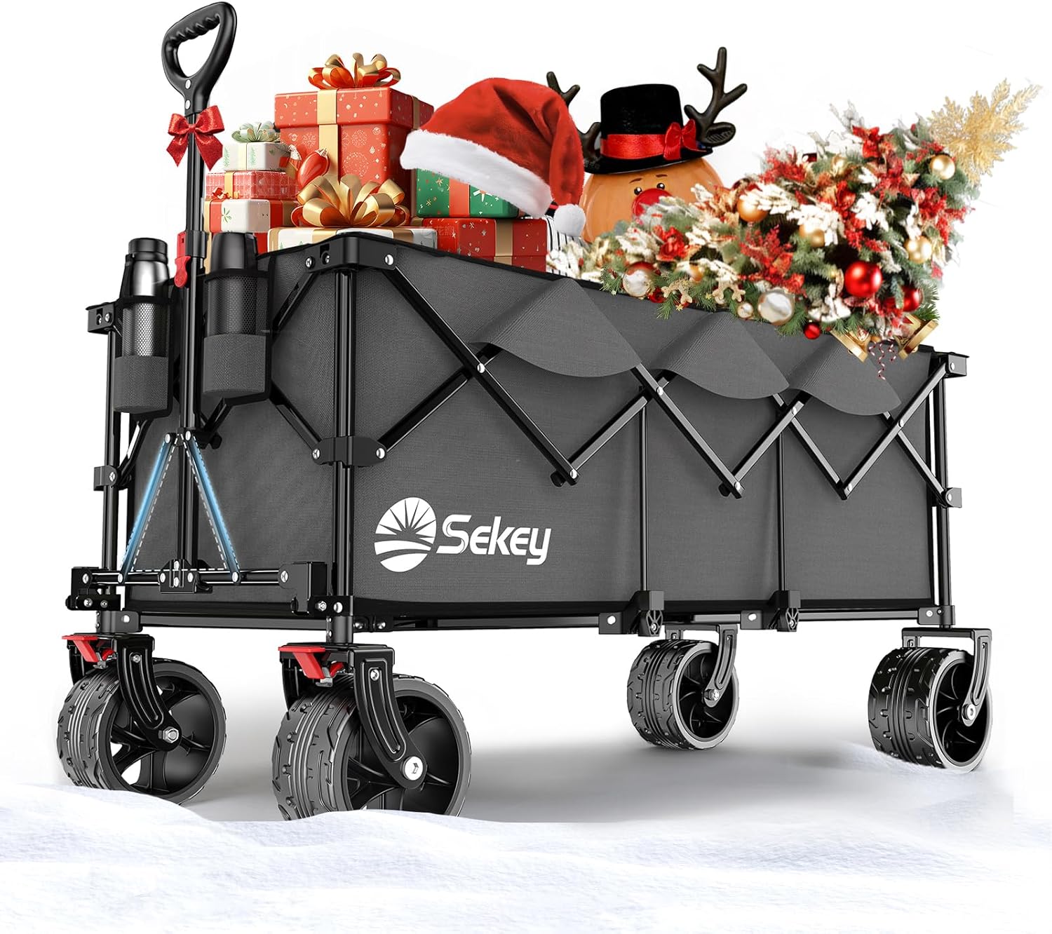 Chariot de transport pliable Sekey XXXL avec frein, chariot de jardin de plage