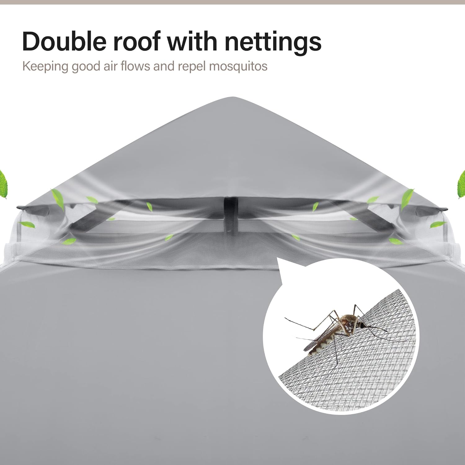 Tente pavillon d'extérieur améliorée à double toit, auvent imperméable UV50+ avec filet et crochets