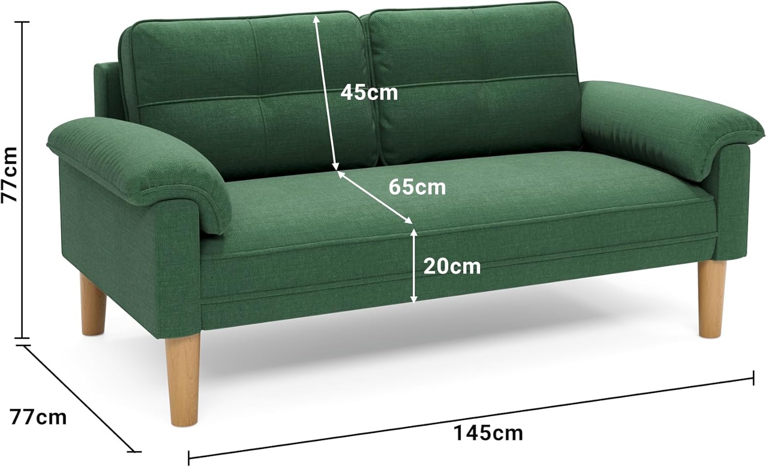 Canapé 2 places Xbro - petit canapé 2 places avec accoudoirs et poches latérales, canapé moderne