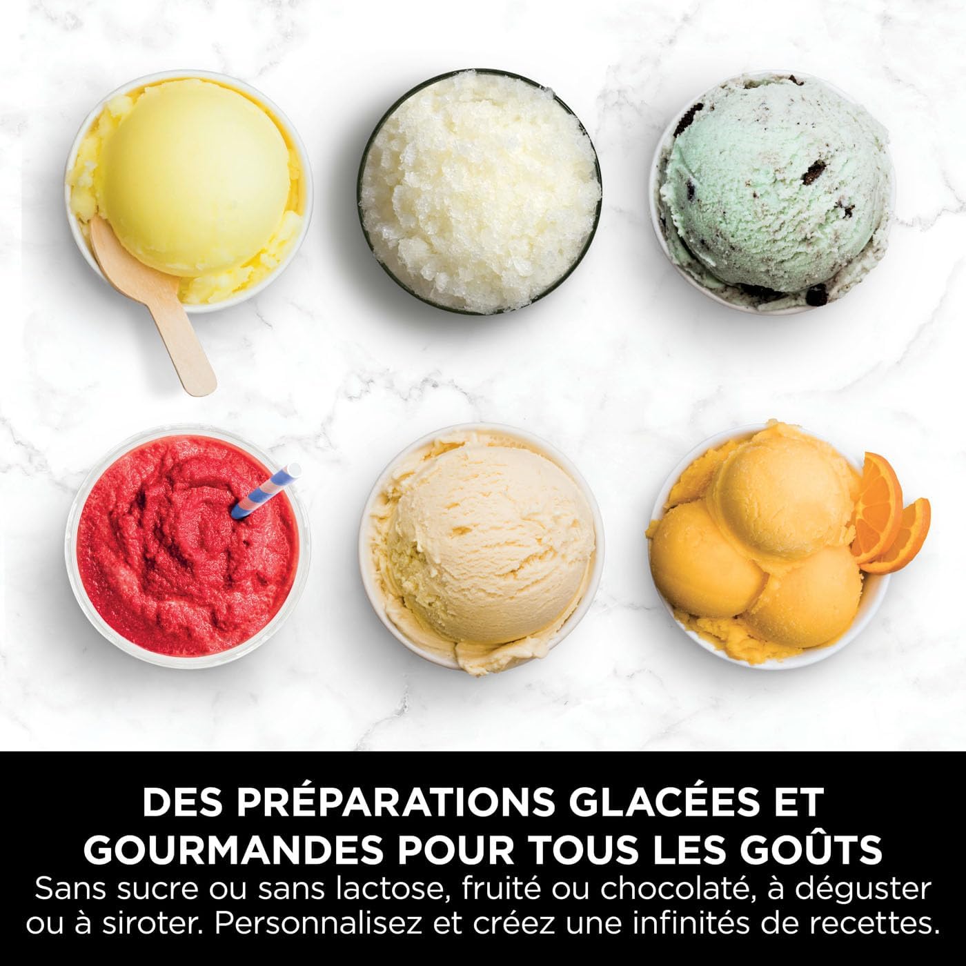 Sorbetière Ninja CREAMi 7 programmes pour glaces sorbets smoothies et milkshakes, noir/argent 1,4 L