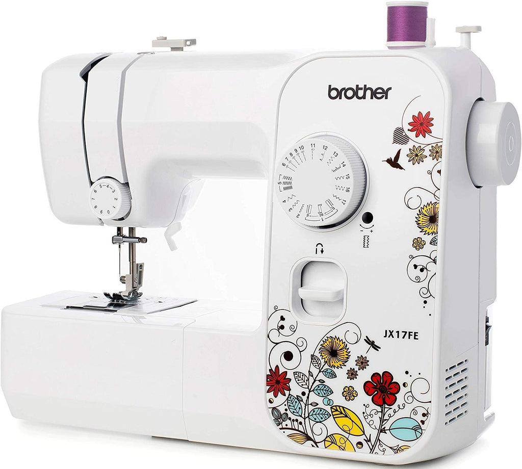 Brother JX17FE (Fantasy Edition) met verlengtafel en tas, naaimachine voor beginners, 17 verschillende steken, automatisch naaien, handige steken, elastiek en decoratieve steken. 
