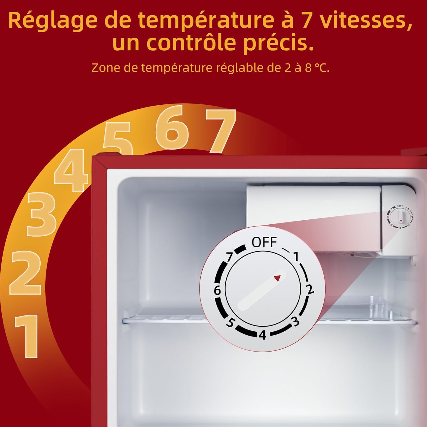 Mini réfrigérateur de table 46L 47 x 44,7 cm Avec porte-bouteilles Thermostat réglable