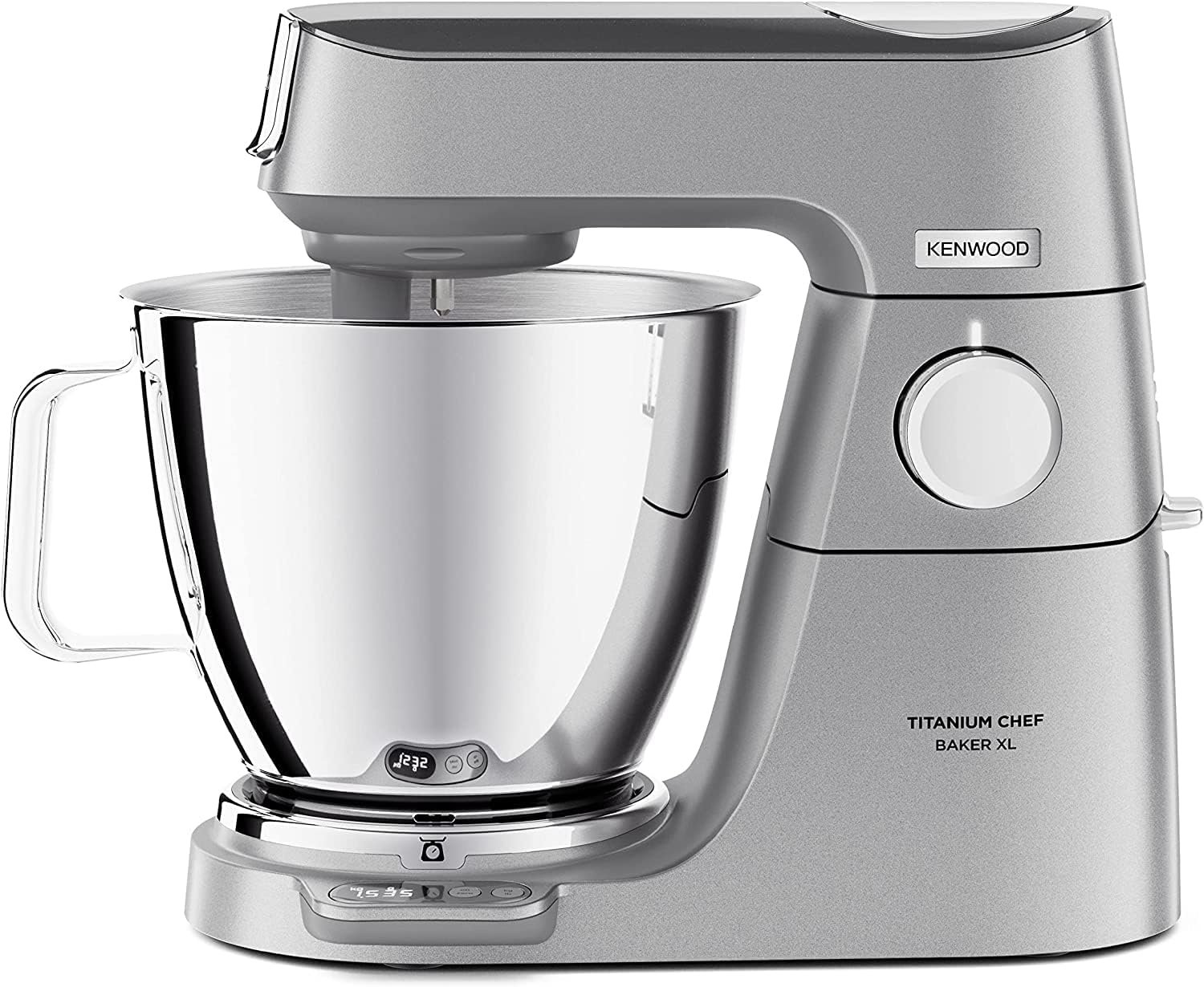 Kenwood Titanium Chef Baker KVC85.004SI Patisserie Processor met geïntegreerde weegschaal, inclusief 3-delige deegset, mengkom van 5 liter en 3,5 liter, progressieve cruisecontrol, 1200 W, zilverkleurig 