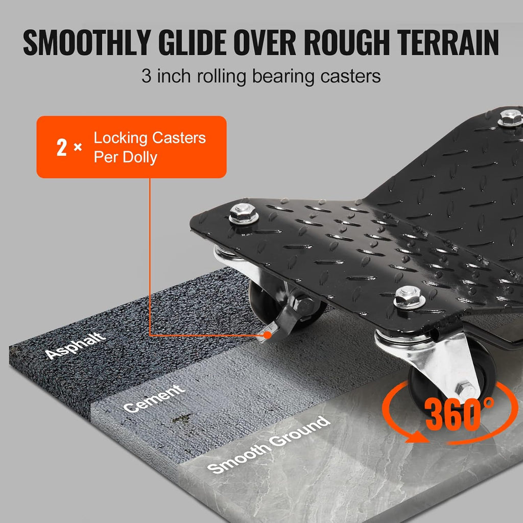 VEVOR Autotransportwagen, 4 stuks, 3 ton, 38,5 x 30 cm, vergrendelbare wielen, positioneringshulpmiddel voor voertuigen, meubels en apparatuur. 