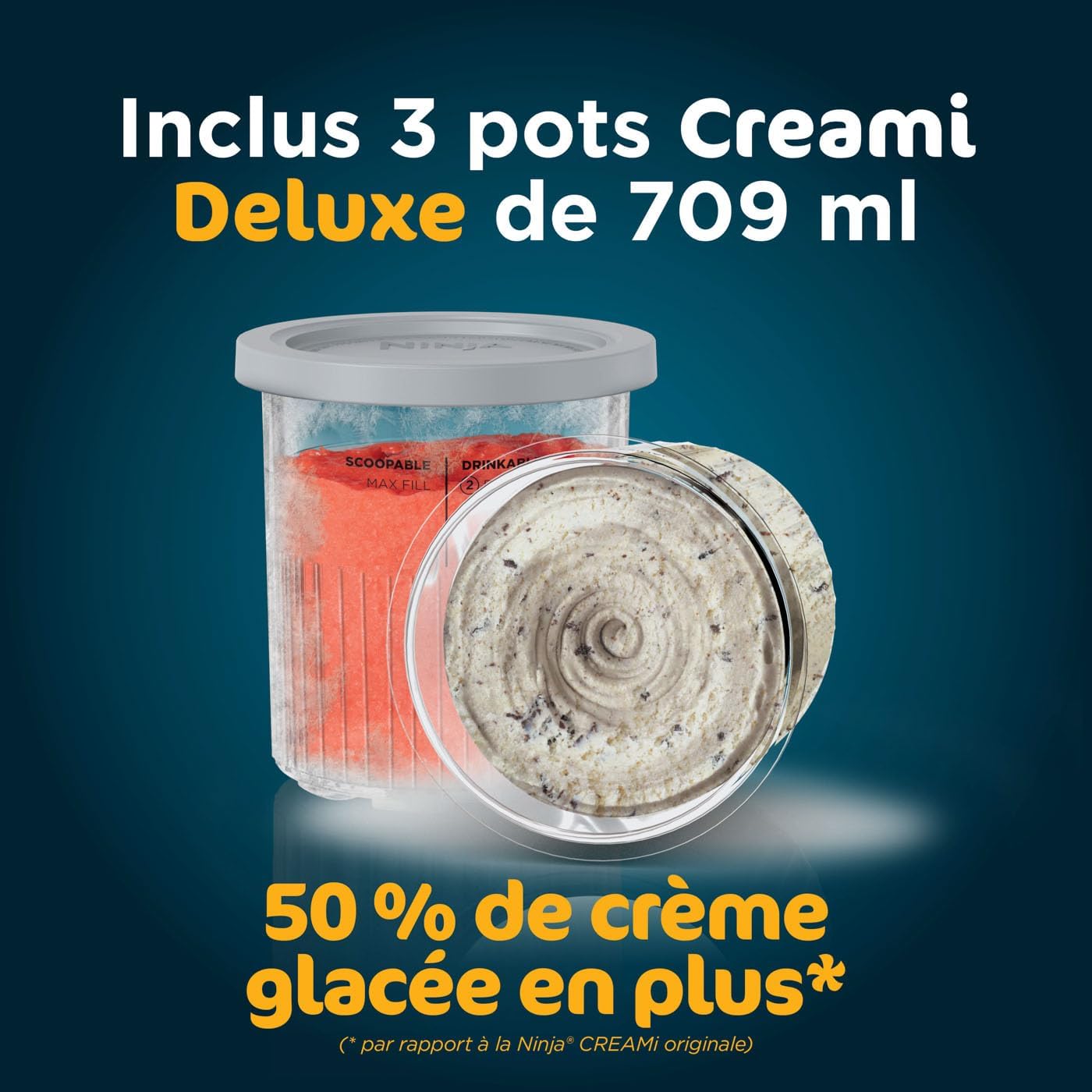 Sorbetière Ninja CREAMi 7 programmes pour glaces sorbets smoothies et milkshakes, noir/argent 1,4 L