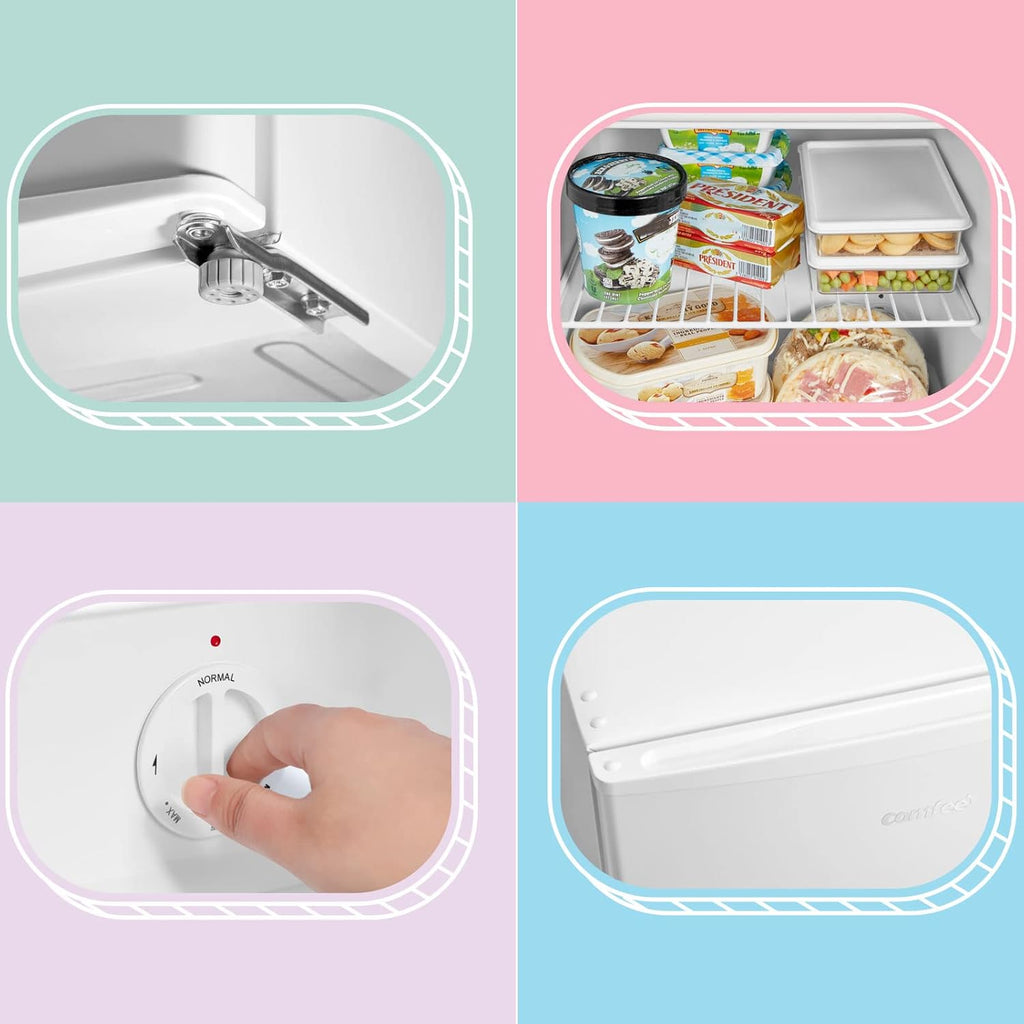 COMFEE' RCU40WH2(E) 31L Mini Congélateur, Porte Réversible, 4 Étoiles, Silencieux, pratique dans le Bureau, l'Hôtel et la Maison, Blanc