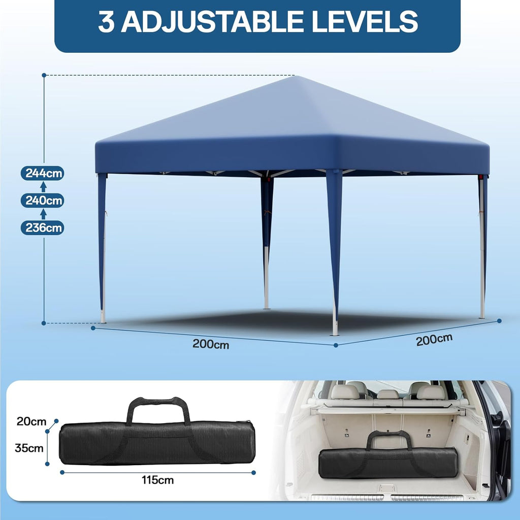 Gazebo pliant étanche JUMMICO, gazebo de jardin extérieur, gazebo pliant à hauteur réglable,