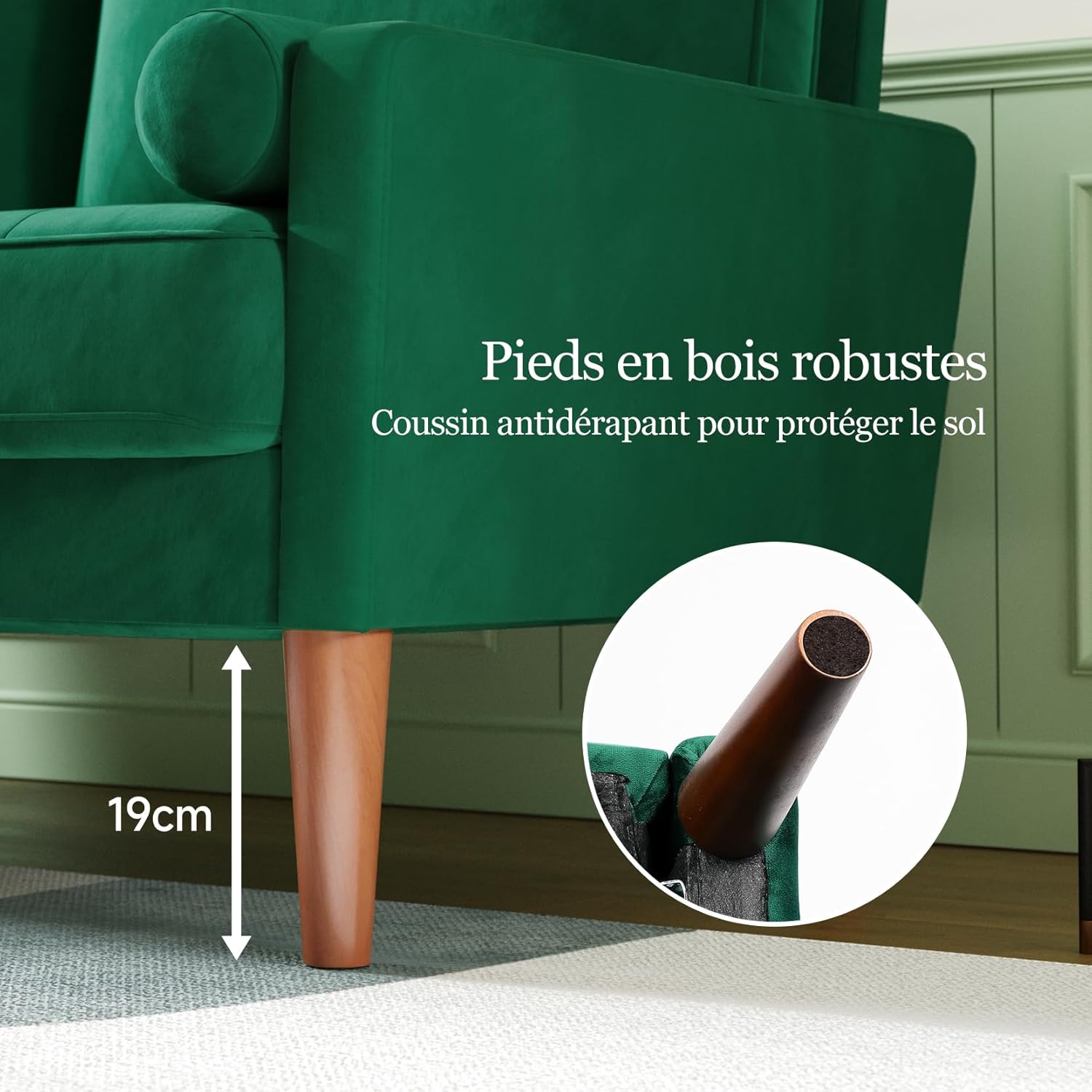 Vesgantti Kleine Grijze 2-zitsbank, Fluweelbank 121 cm met verende kussens, Mini-slaapkamerbank met armleuningen, Moderne woonkamerbank, Vaste 2-zitsbank, Grijze bank 