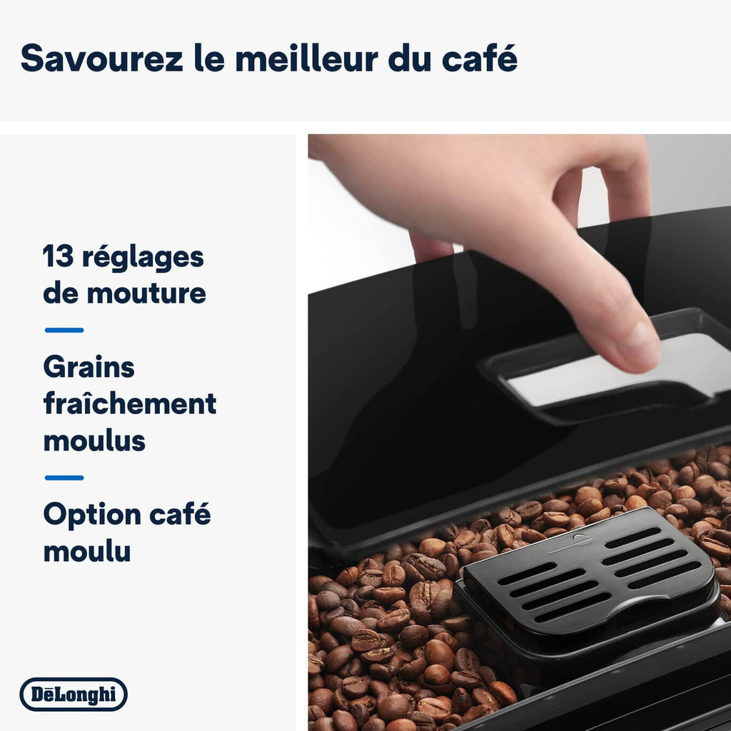 De'Longhi Magnifica S ECAM11.112.B  Machine à Café Automatique/ à Espresso du Grain à la Tasse Avec Buse à Lait, avec 4 Recettes à Touche Unique Panneau de Contrôle Soft-Touch 1450W