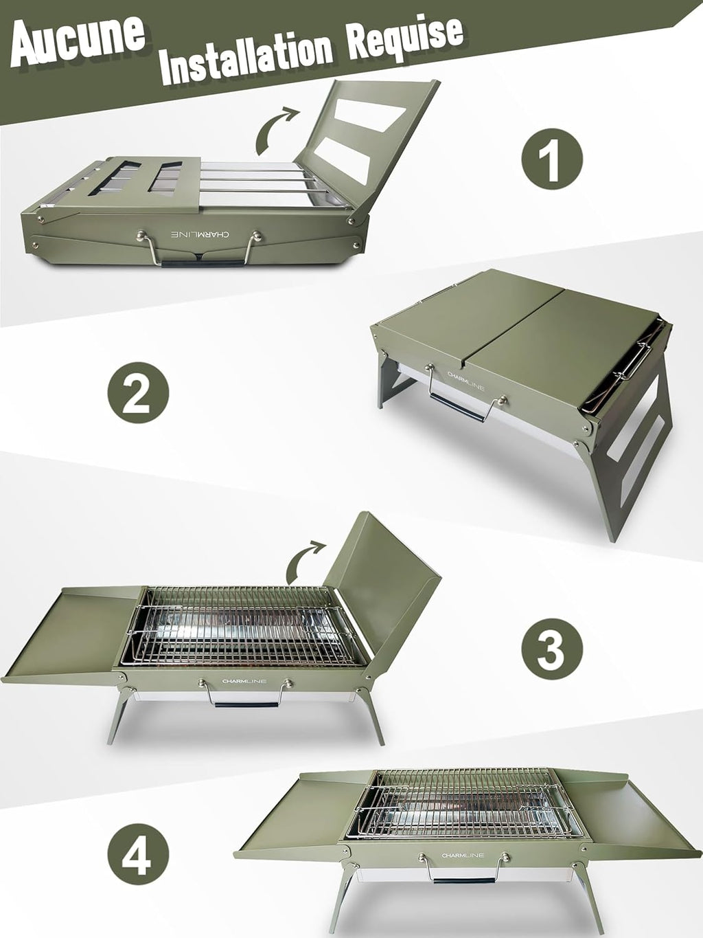 Barbecue portable compact au charbon de bois pour l'extérieur, 34 x 23 cm