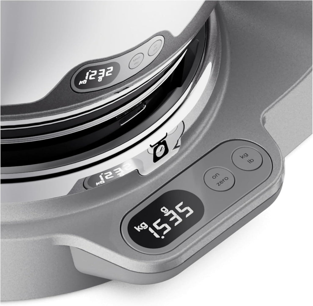 Kenwood Titanium Chef Baker KVC85.004SI Patisserie Processor met geïntegreerde weegschaal, inclusief 3-delige deegset, mengkom van 5 liter en 3,5 liter, progressieve cruisecontrol, 1200 W, zilverkleurig 