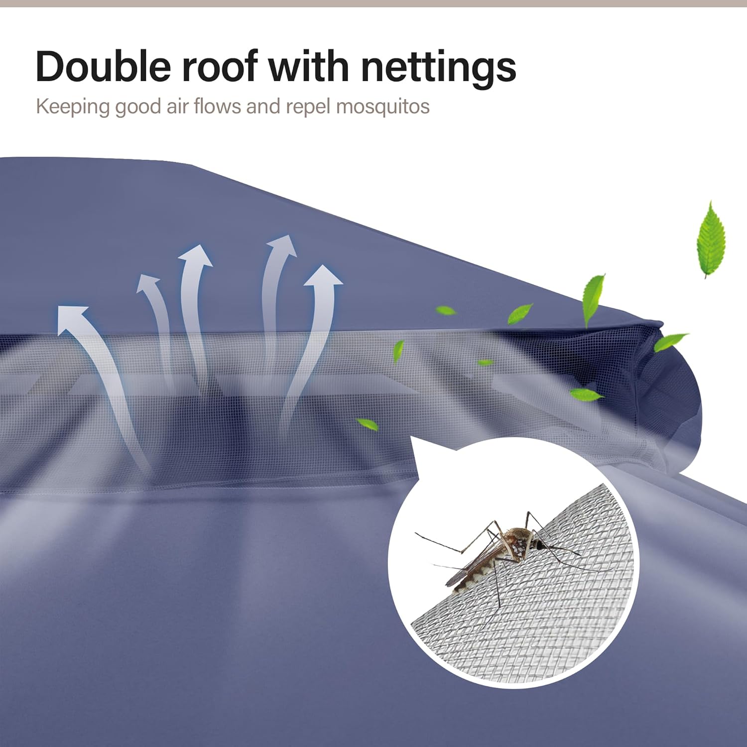 Tente pavillon d'extérieur améliorée à double toit, auvent imperméable UV50+ avec filet et crochets