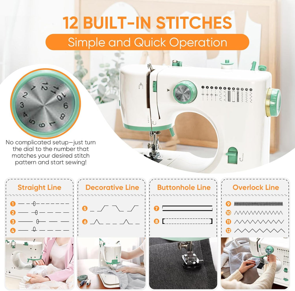 Mini machine à coudre domestique à deux vitesses