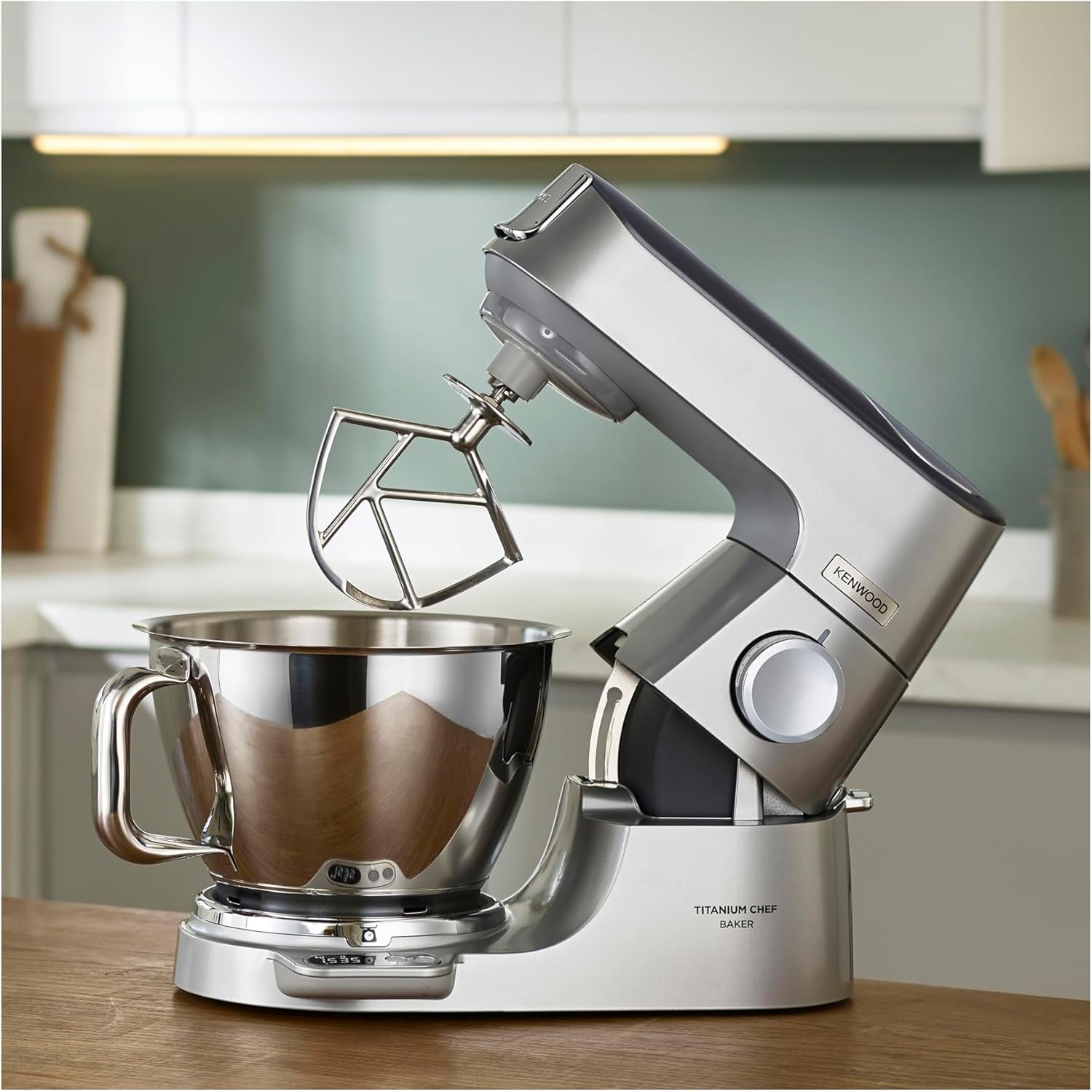 Kenwood Titanium Chef Baker KVC85.004SI Patisserie Processor met geïntegreerde weegschaal, inclusief 3-delige deegset, mengkom van 5 liter en 3,5 liter, progressieve cruisecontrol, 1200 W, zilverkleurig 