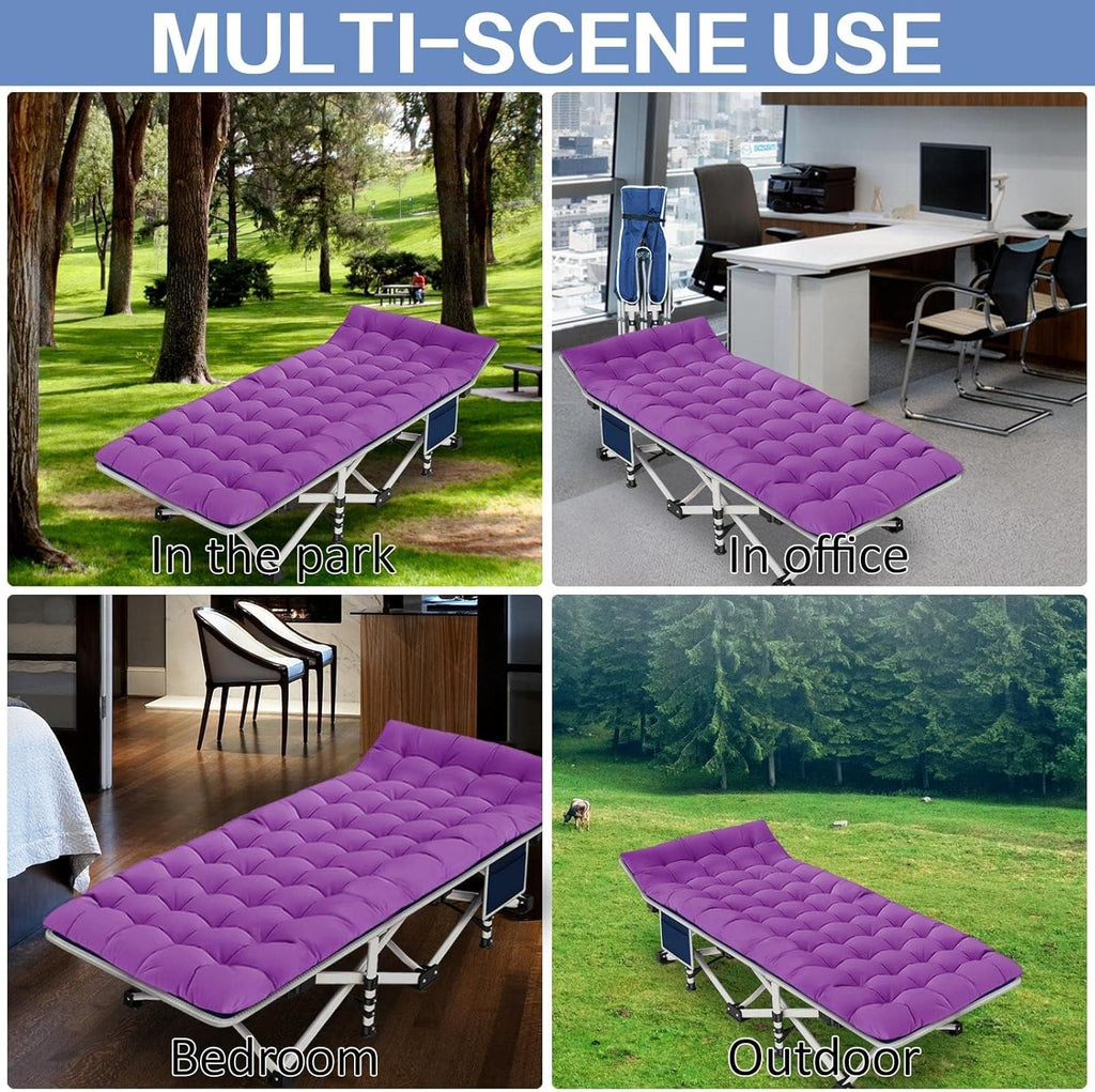 Lot de 2 lits de camping avec matelas, lits de couchage confortables, lits de camping pour adultes, lits pliants pour 2 personnes, lits de couchage robustes