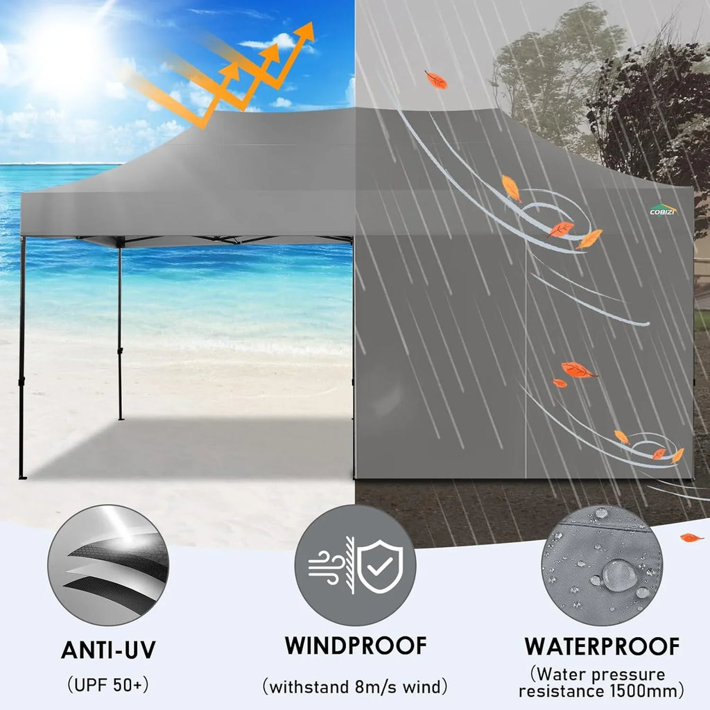 Tente pop-up robuste COBIZI 10x20 avec 6 parois latérales, facile à installer