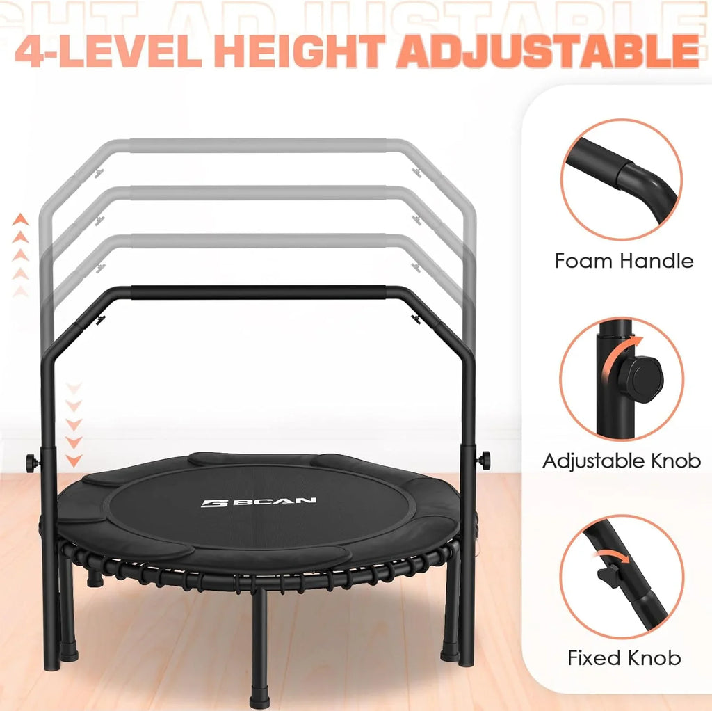 Mini-trampoline pliable BCAN 450/550 lb, trampoline de fitness 40"/48" stable et silencieux