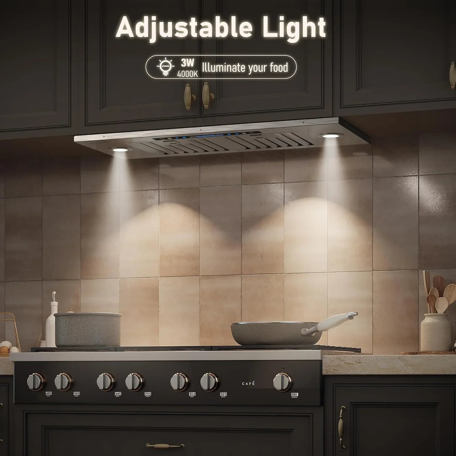 Hotte de cuisine encastrable/enfichable IKTCH 30 po 900 pi³/min, avec ou sans conduit, convertible en acier inoxydable