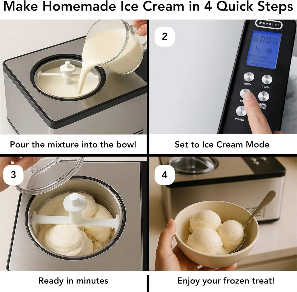 Sorbetière Whynter ICR-300SS 0,5 pinte en acier inoxydable avec compresseur