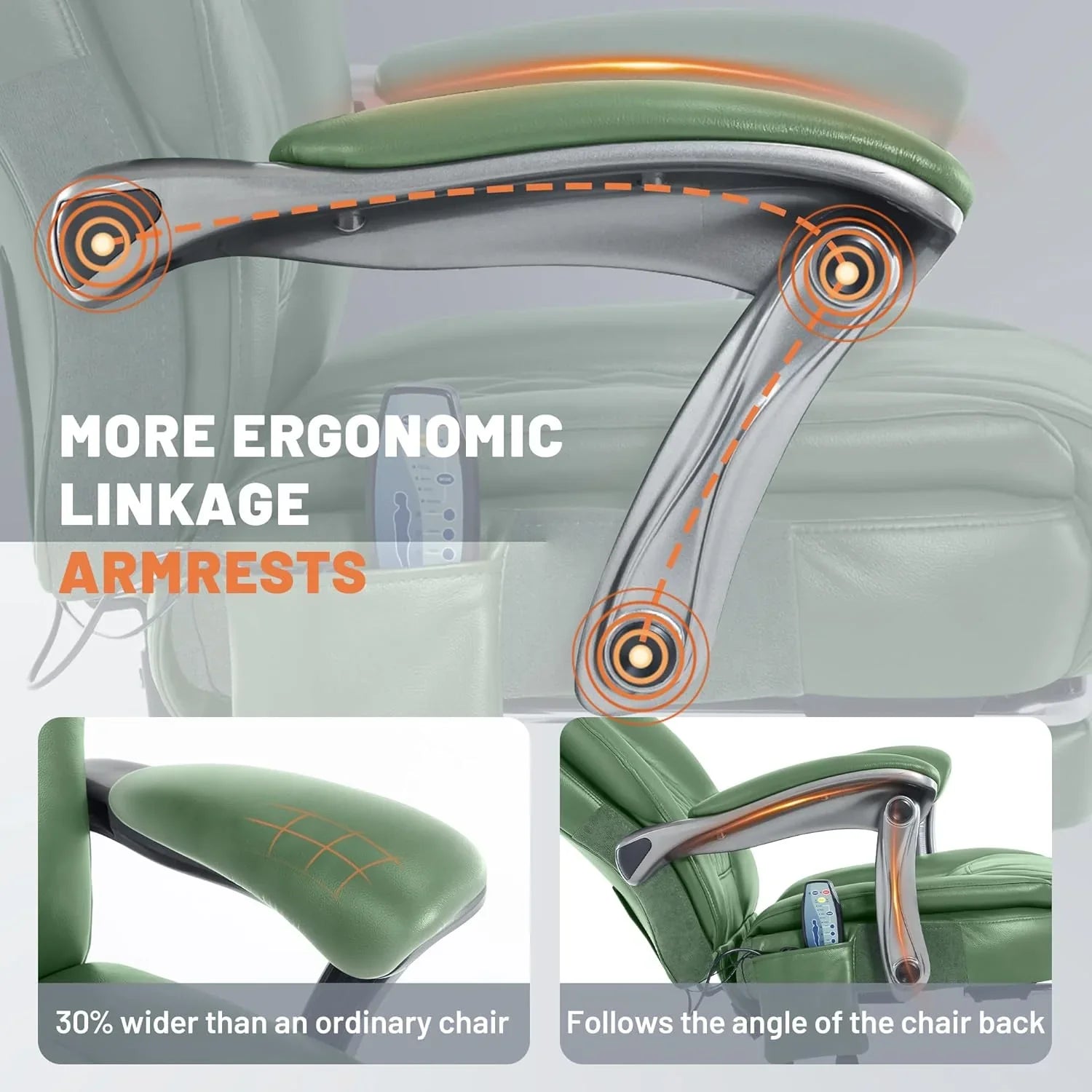 Fauteuil de bureau massant avec chauffage et repose-pieds Fauteuil de bureau ergonomique inclinable pour cadres