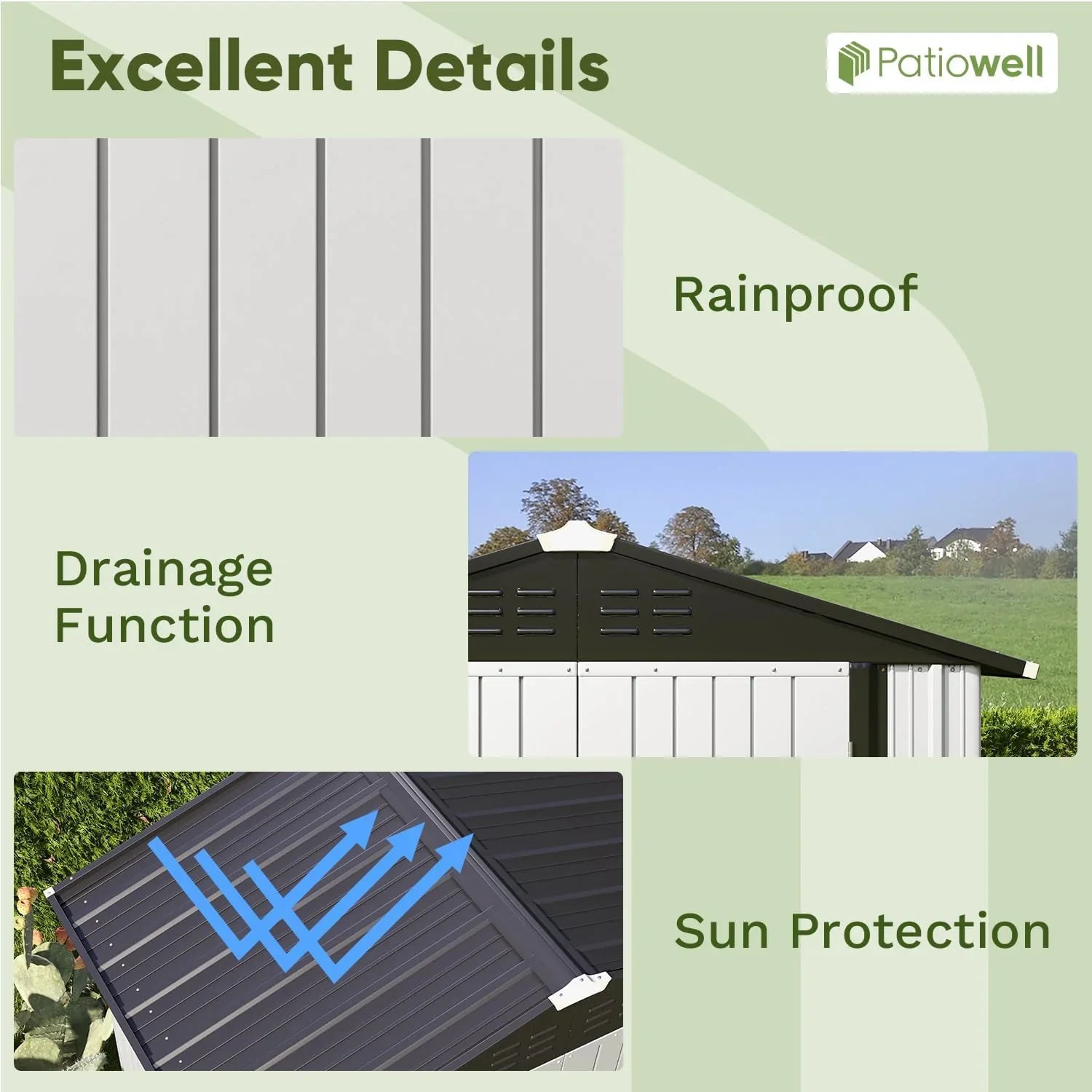 Patiowell Abri de rangement extérieur 5 x 3 pi, abri à outils avec toit en pente et porte verrouillable