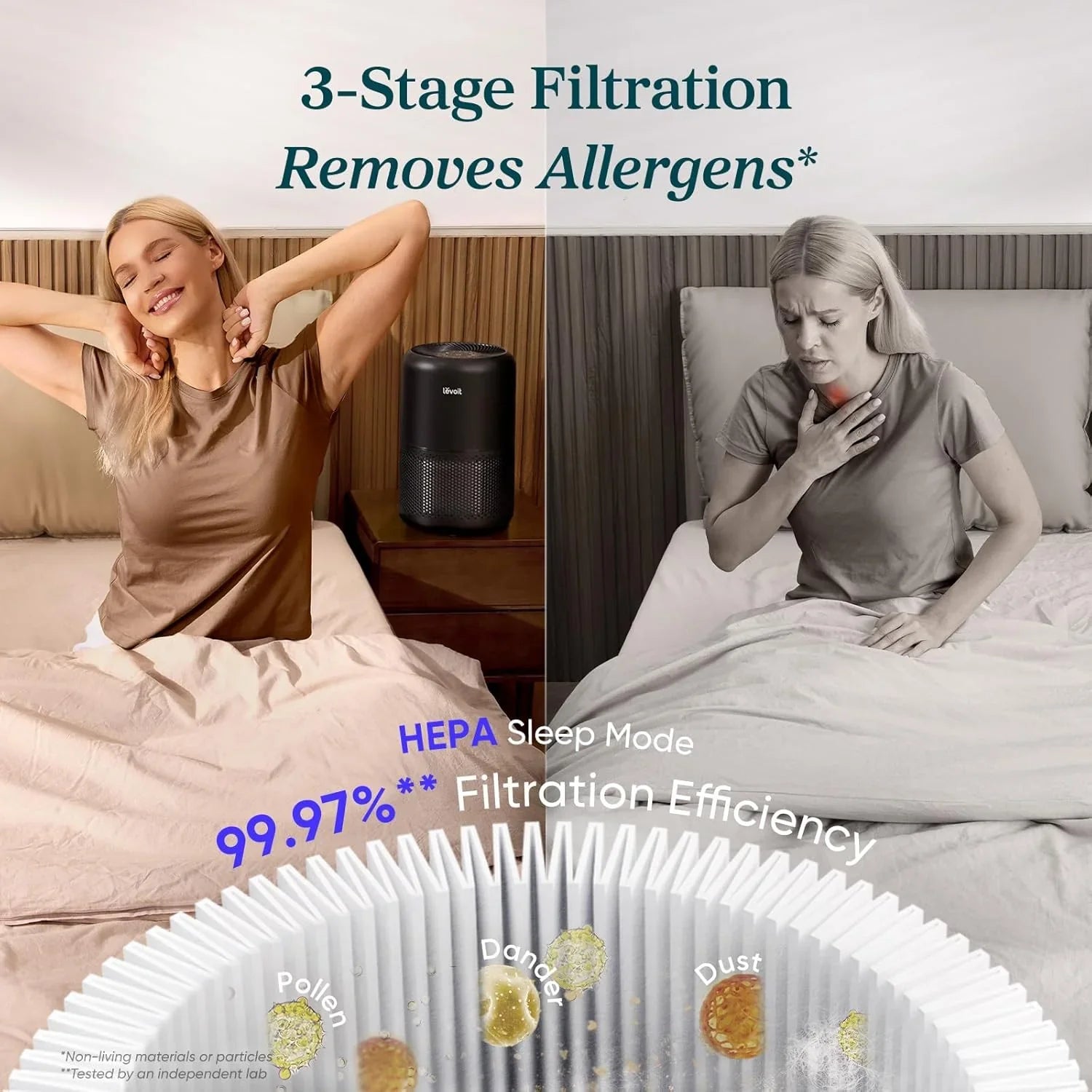 Purificateur d'air pour les allergies et les poils d'animaux dans la chambre, moteur à couple élevé de 56 W