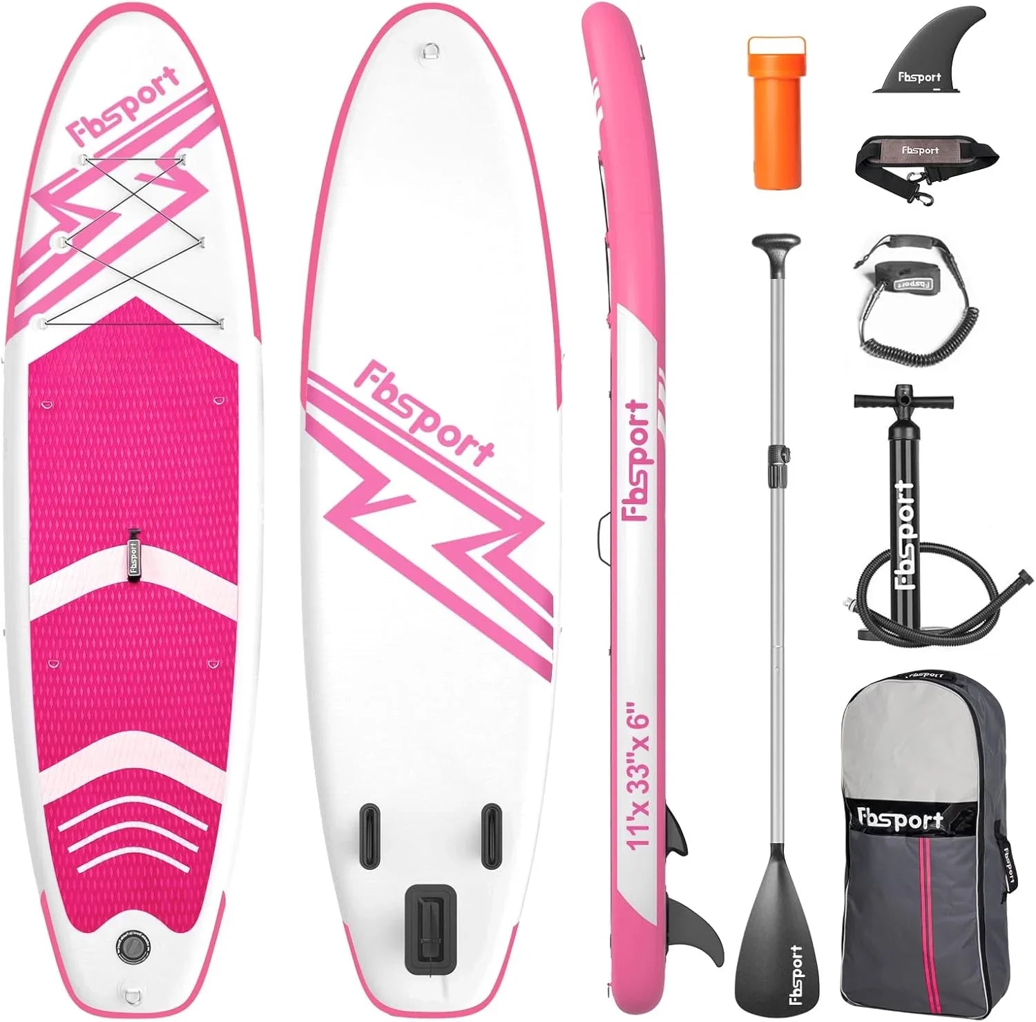 Planche de stand up paddle FBSPORT Premium 11', planche de yoga, contrôle du surf, pont antidérapant, attache, pagaie et pompe