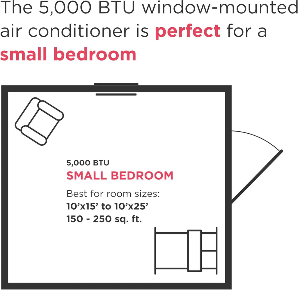 Climatiseur de fenêtre Frigidaire 5 000 BTU avec télécommande, refroidit jusqu'à 150 pi², fonctionnement silencieux