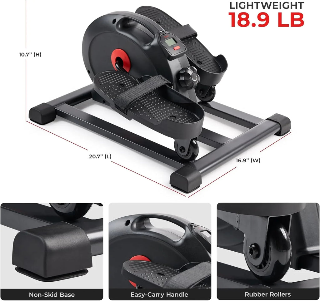 Mini-appareil elliptique intelligent Sunny Health & Fitness, pédalier d'intérieur sous le bureau pour l'activité et l'entraînement cardio des seniors