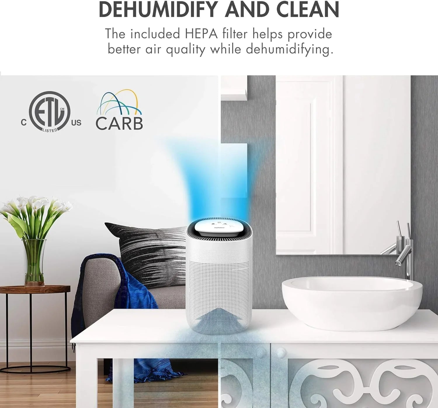 Déshumidificateur d'air Sorbi 1000 ml avec fonction de purification ultra silencieux