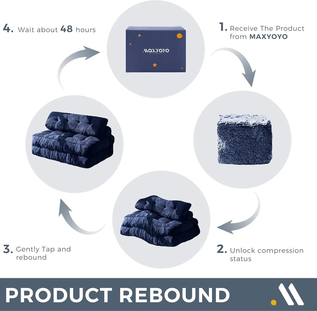 Canapé-lit pliant MAXYOYO, fauteuil convertible avec oreiller, matelas pliable avec support dorsal, fauteuil-lit pliant portable