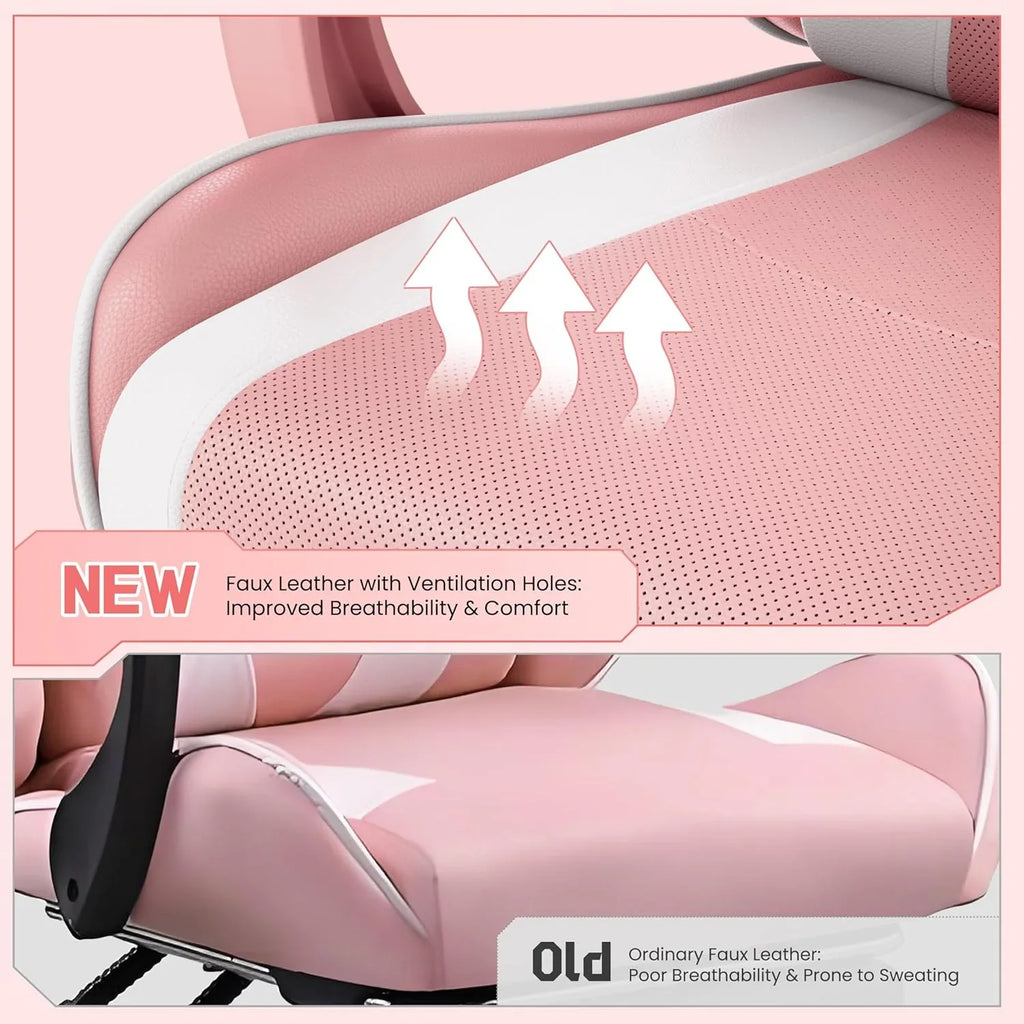 Chaise de jeu avec support lombaire massant et repose-pieds en hauteur Chaise de jeu de bureau