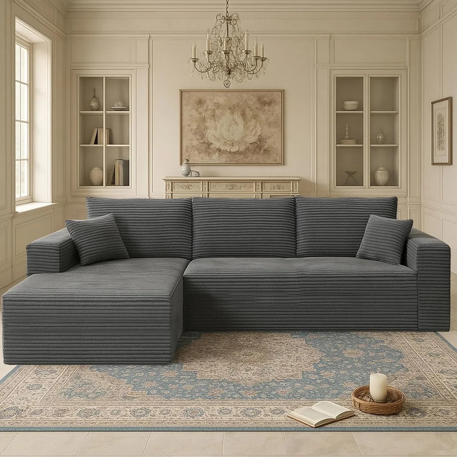 Cloud section sofa and L-shaped recliner modern modular sofa with deep seats