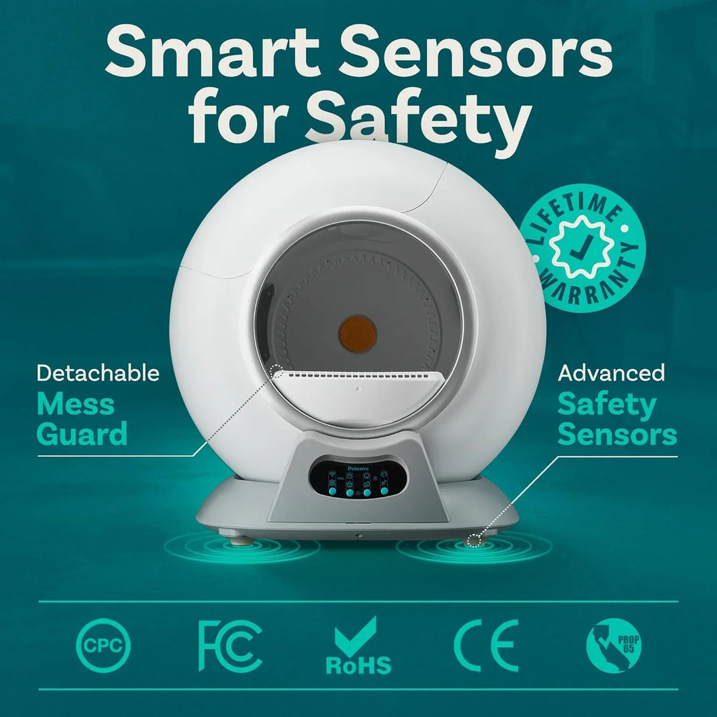 Bac à litière automatique pour chat autonettoyant avec capteur de sécurité, adapté à plusieurs chats