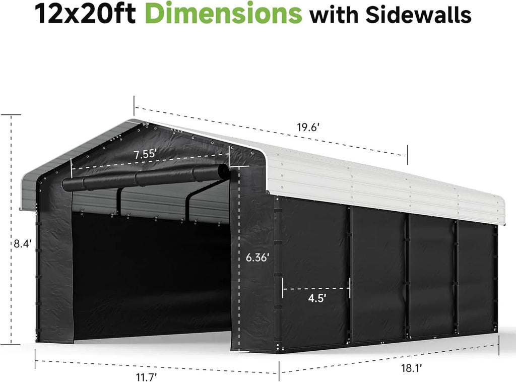 Abri d'auto en métal robuste de 10'x15', abri de garage extérieur avec cadre plus lourd
