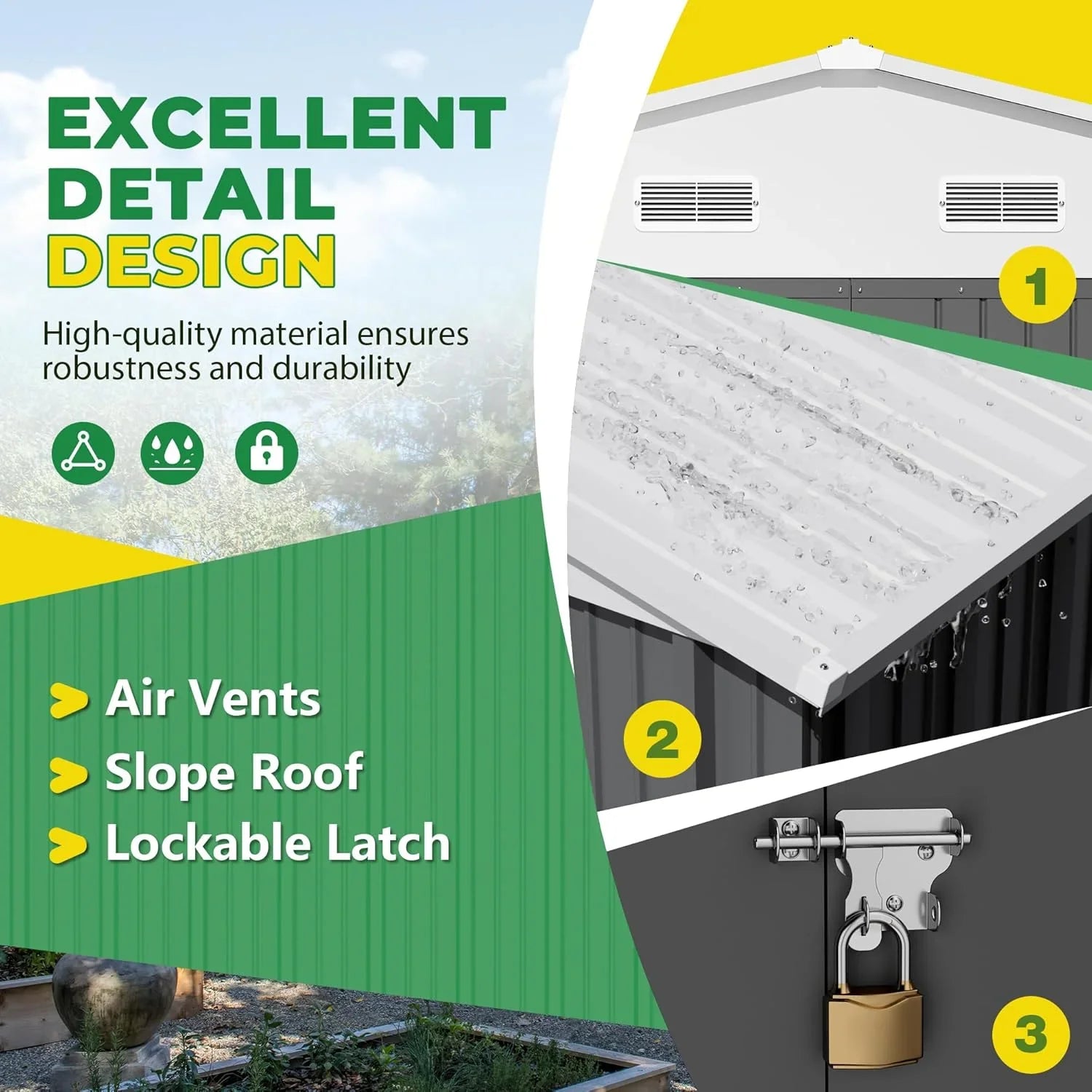 Abri de jardin extérieur Devoko 5 x 3 pi verrouillable en métal