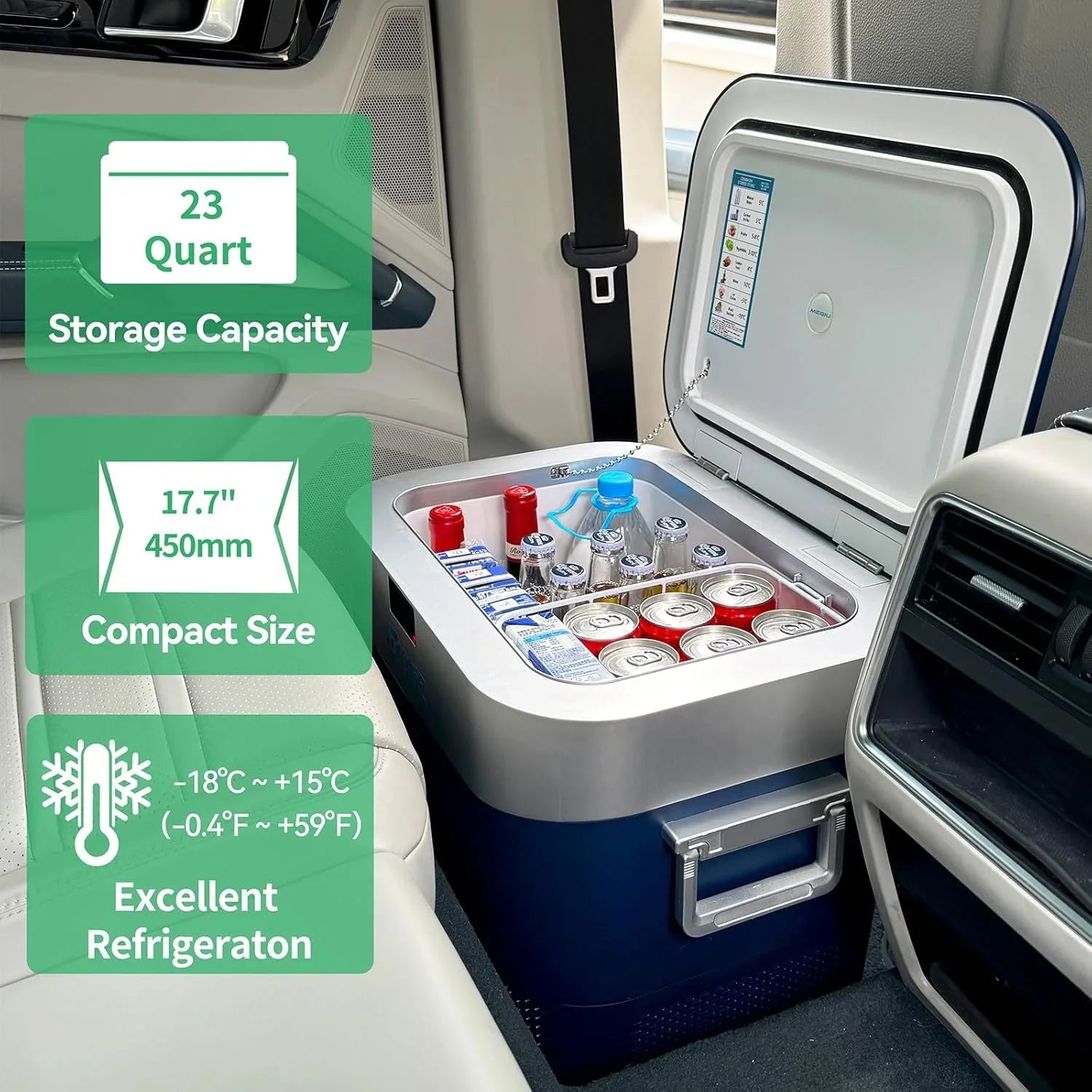 Réfrigérateur de voiture portable de 23 pintes (22 litres) avec compresseur